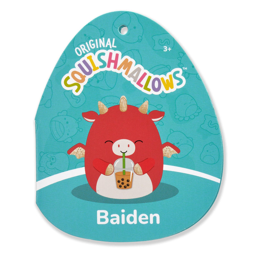 Squishmallows 12-Inch Baiden Dragon with Boba Drink Seasonal Squad Red | 850-LKBGMD