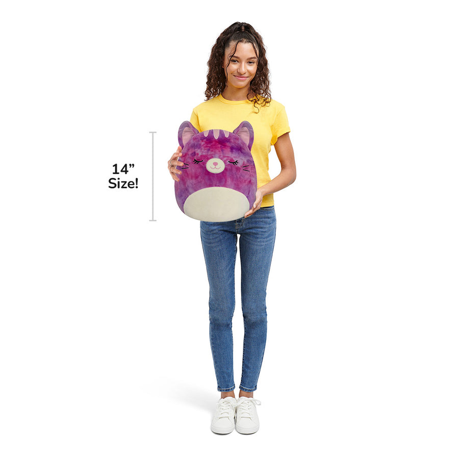 Squishmallows 14-Inch Caeli Tie-Dye Tabby Cat Fantasy Squad Purple | 913-QIAXUS