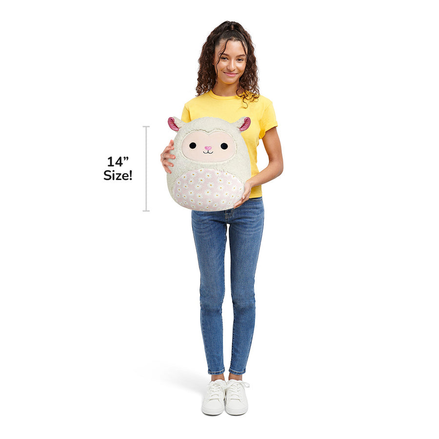 Squishmallows 14-Inch Sophie Cream Lamb with Daisy Flower Belly Seasonal Squad Cream | 865-LBTFJH