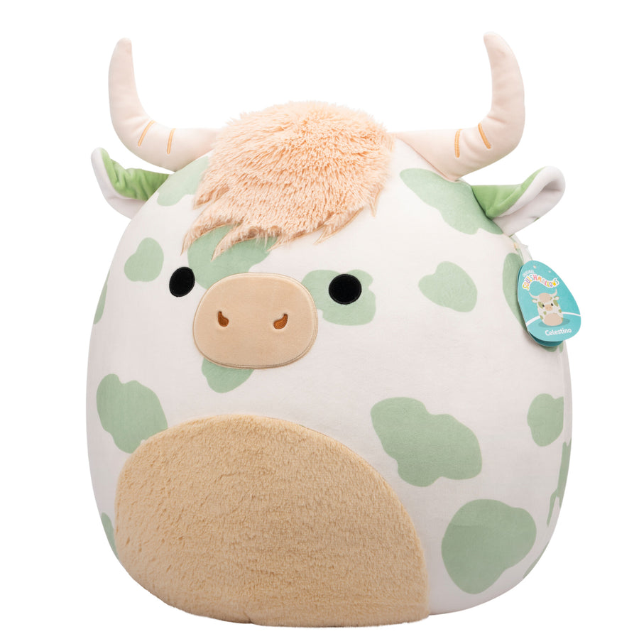 Squishmallows 20-Inch Celestino Sage Spotted Highland Cow Fantasy Squad Green | 952-YNOBRD