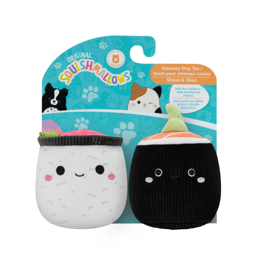Squishmallows 2-Pack Squeaky Plush Dog Toy (Sushi - Shozo & Shun) Dog Toy Black / White | 814-LISMTG