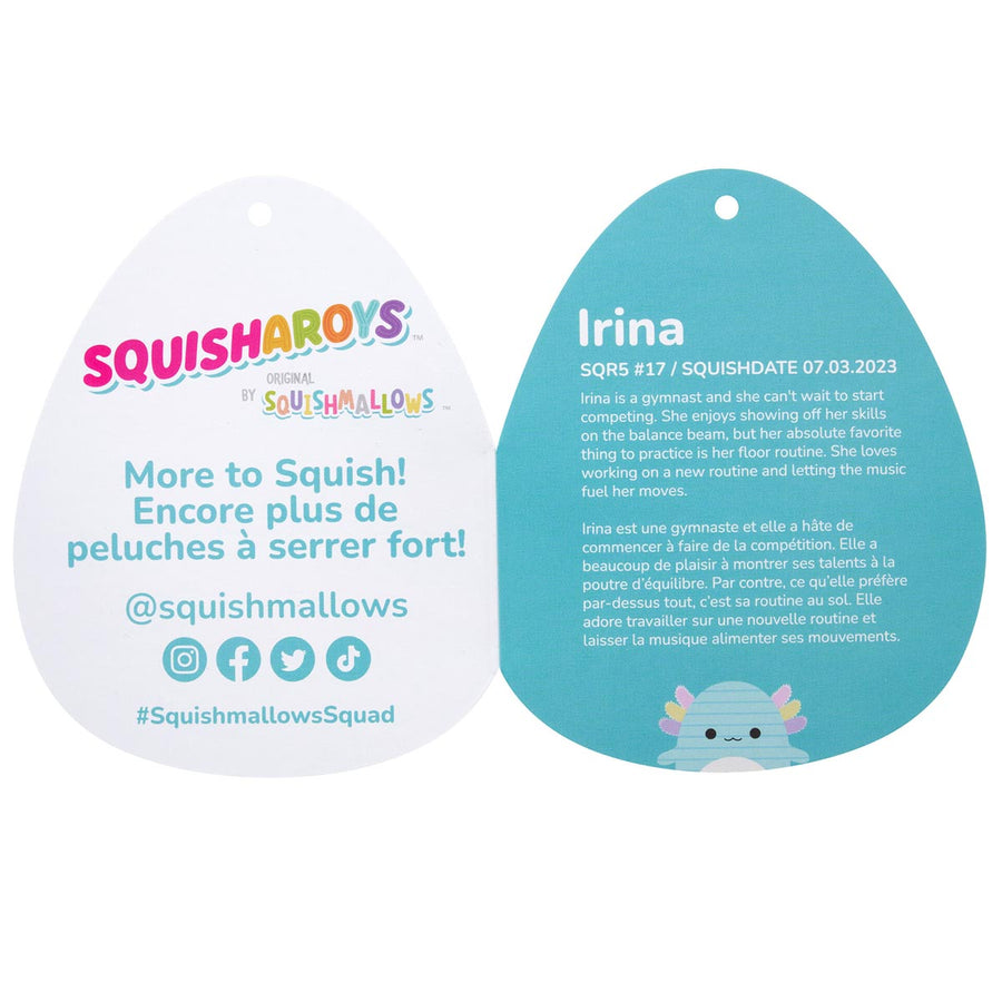 Squishmallows 8-Inch Irina Teal Corduroy Axolotl Sealife Squad Blue | 918-DPNMTA