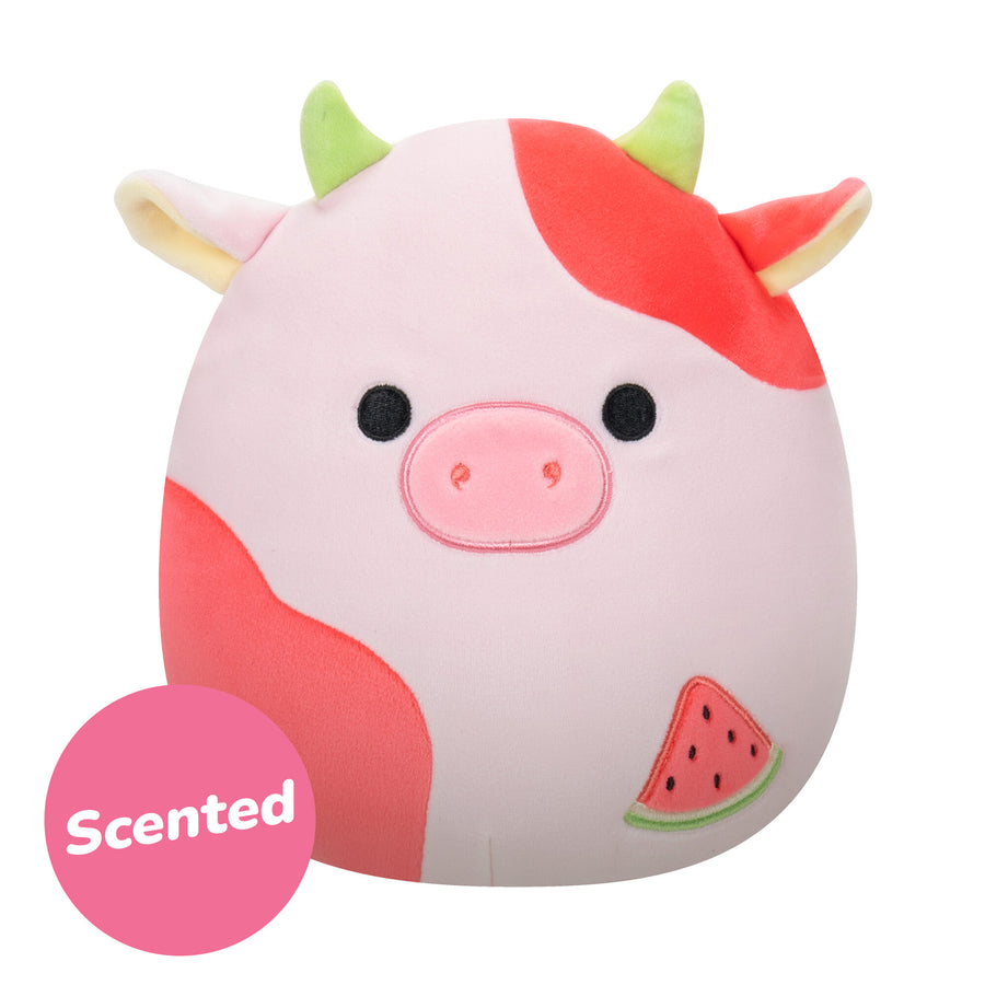 Squishmallows 8-Inch Oola Watermelon Scented Cow Fusion Squad Red | 892-TEDNZS