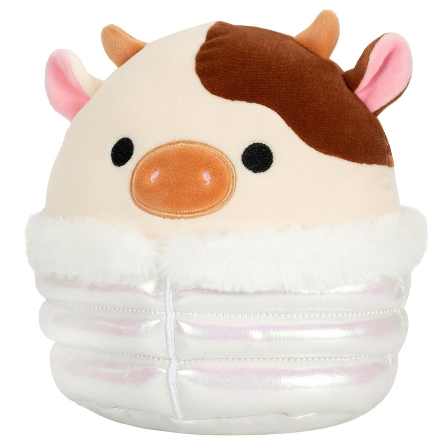 Squishmallows 8-Inch Ronnie the Cow in Puffer Jacket Food Squad White | 450-JOKLUG