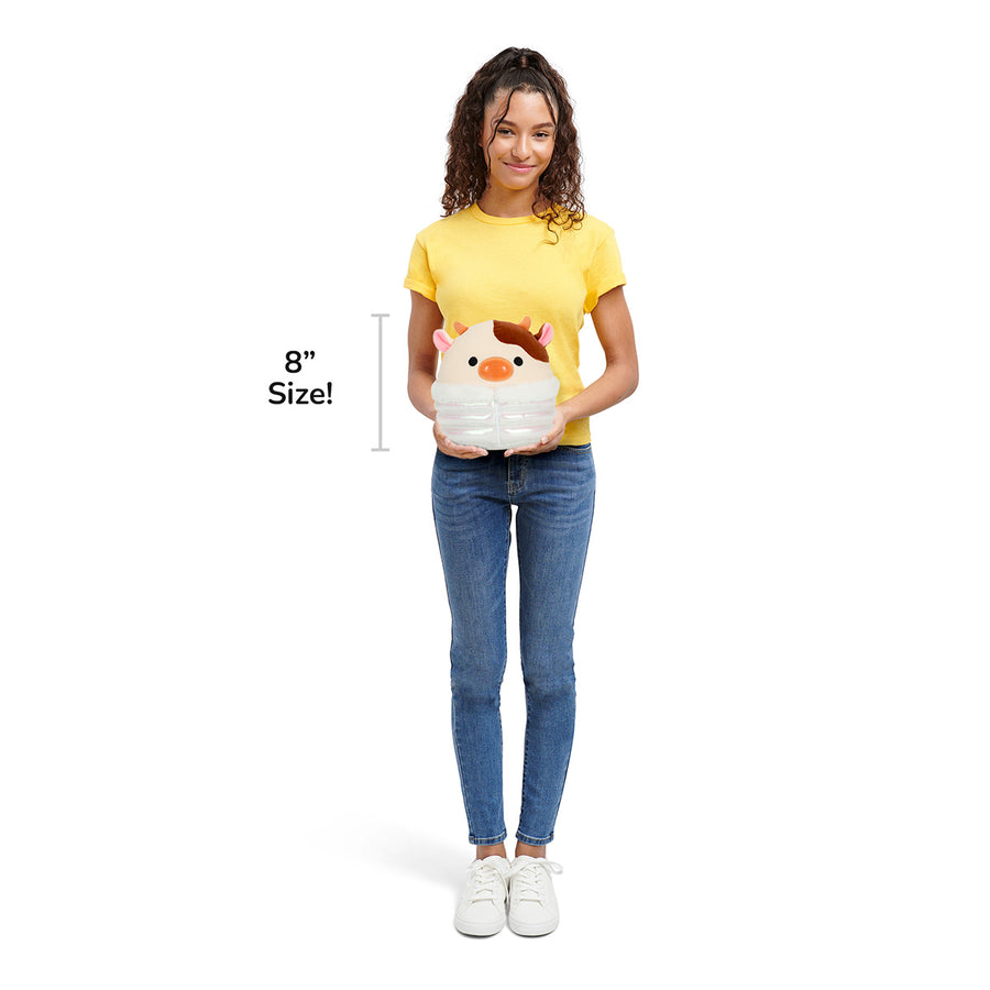 Squishmallows 8-Inch Ronnie the Cow in Puffer Jacket Food Squad White | 450-JOKLUG